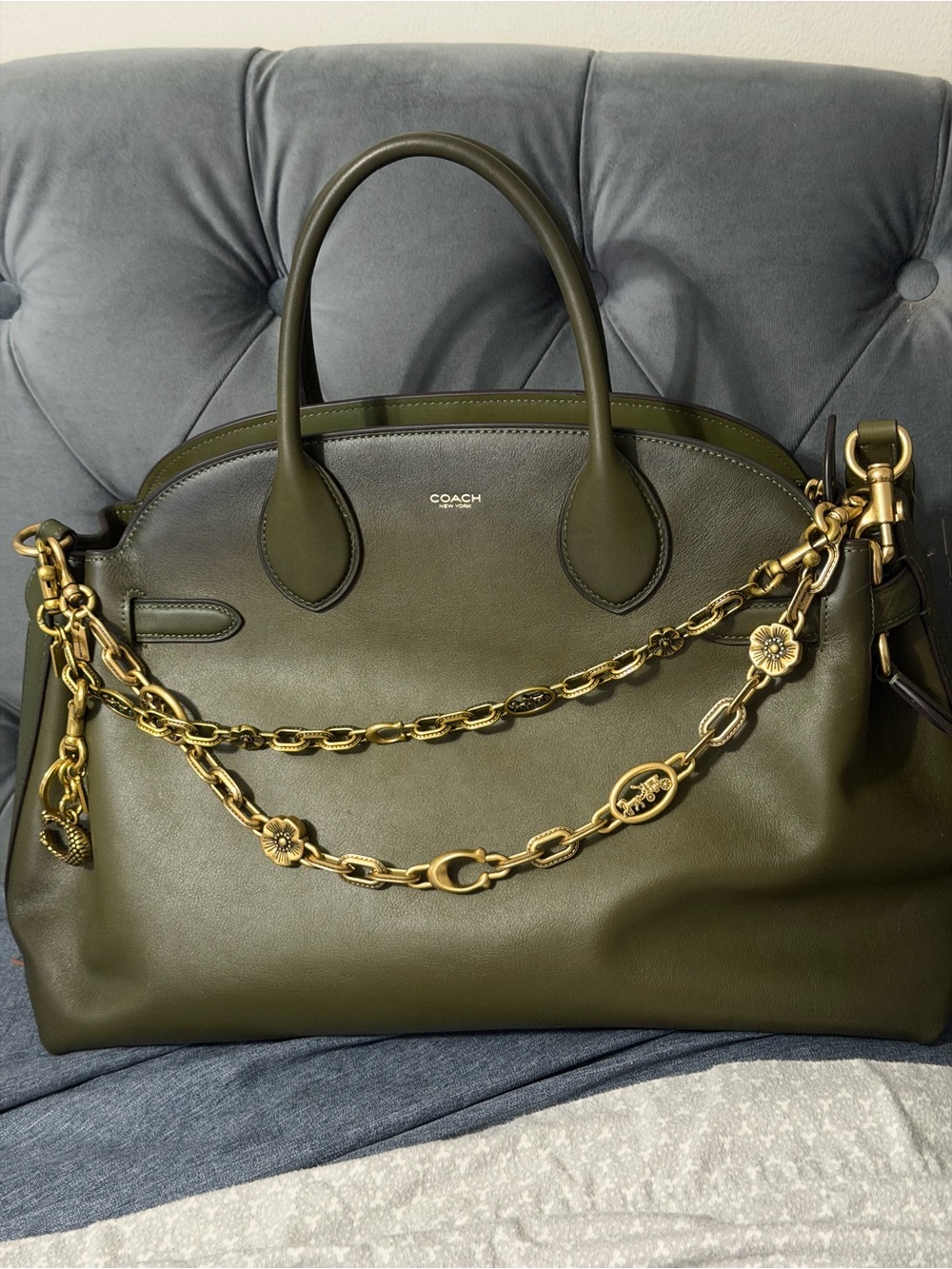 COACH Empire 40 Olive Green Leather Tote